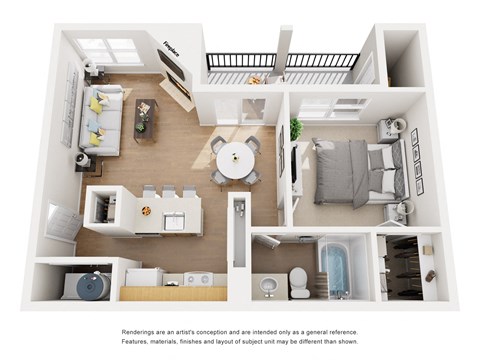 Coronado Floor Plan 1 Bed 1 Bath, 669 Sq. Ft.